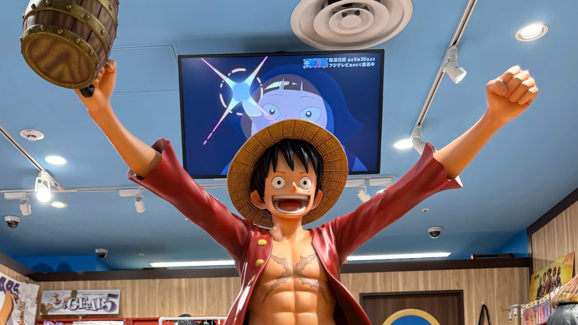 Statue of Monkey D. Luffy at the One Piece Mugiwara Store in Ikebukuro