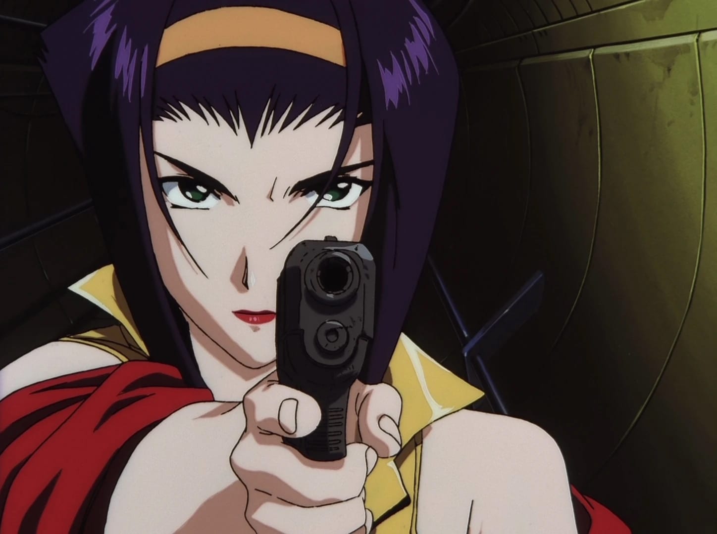 Faye Valentine pointing a gun toward the screen