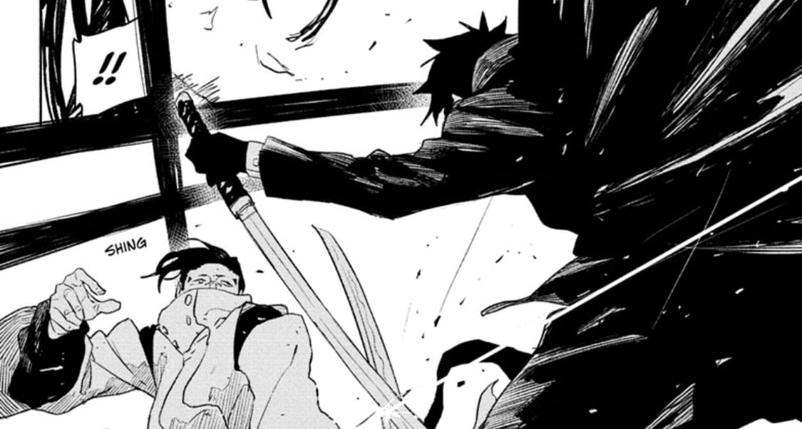 Chihiro and Kuguri cross swords in Kagurabachi chapter 64