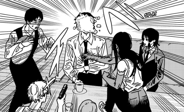 Yoru throws a cake at Yoshida in Chainsaw Man chapter 191