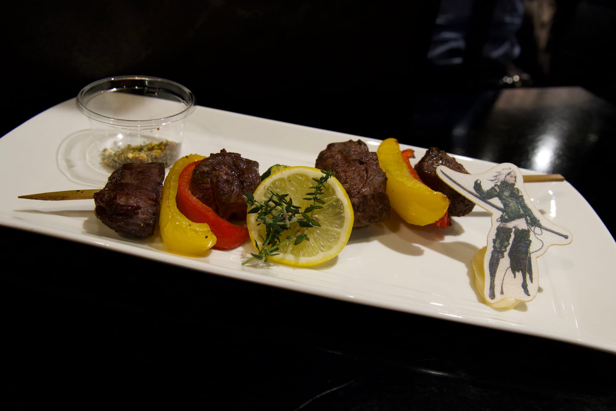 NieR meat skewer at Square Enix Cafe