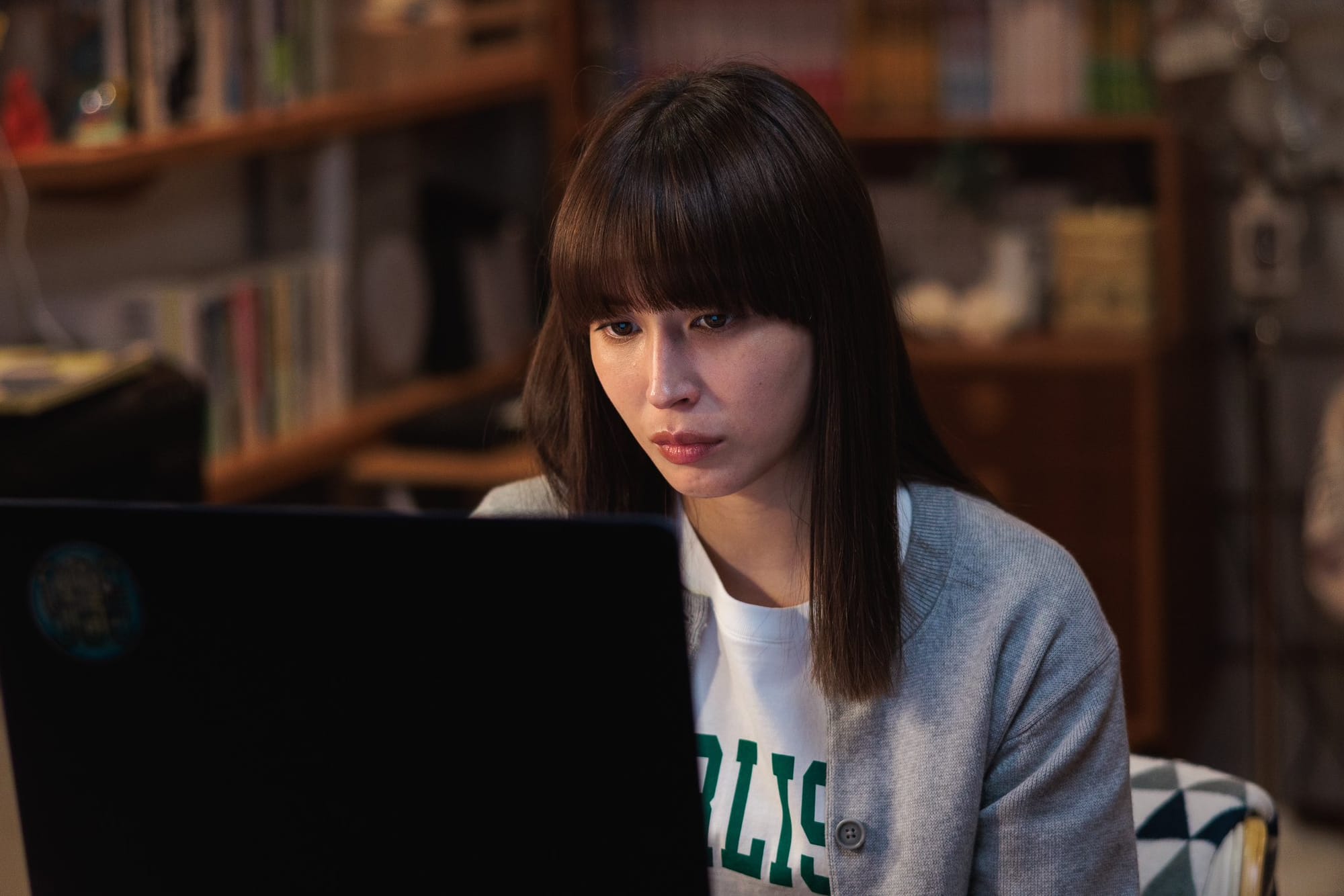 Shizuka on her computer in The Reluctant Preacher