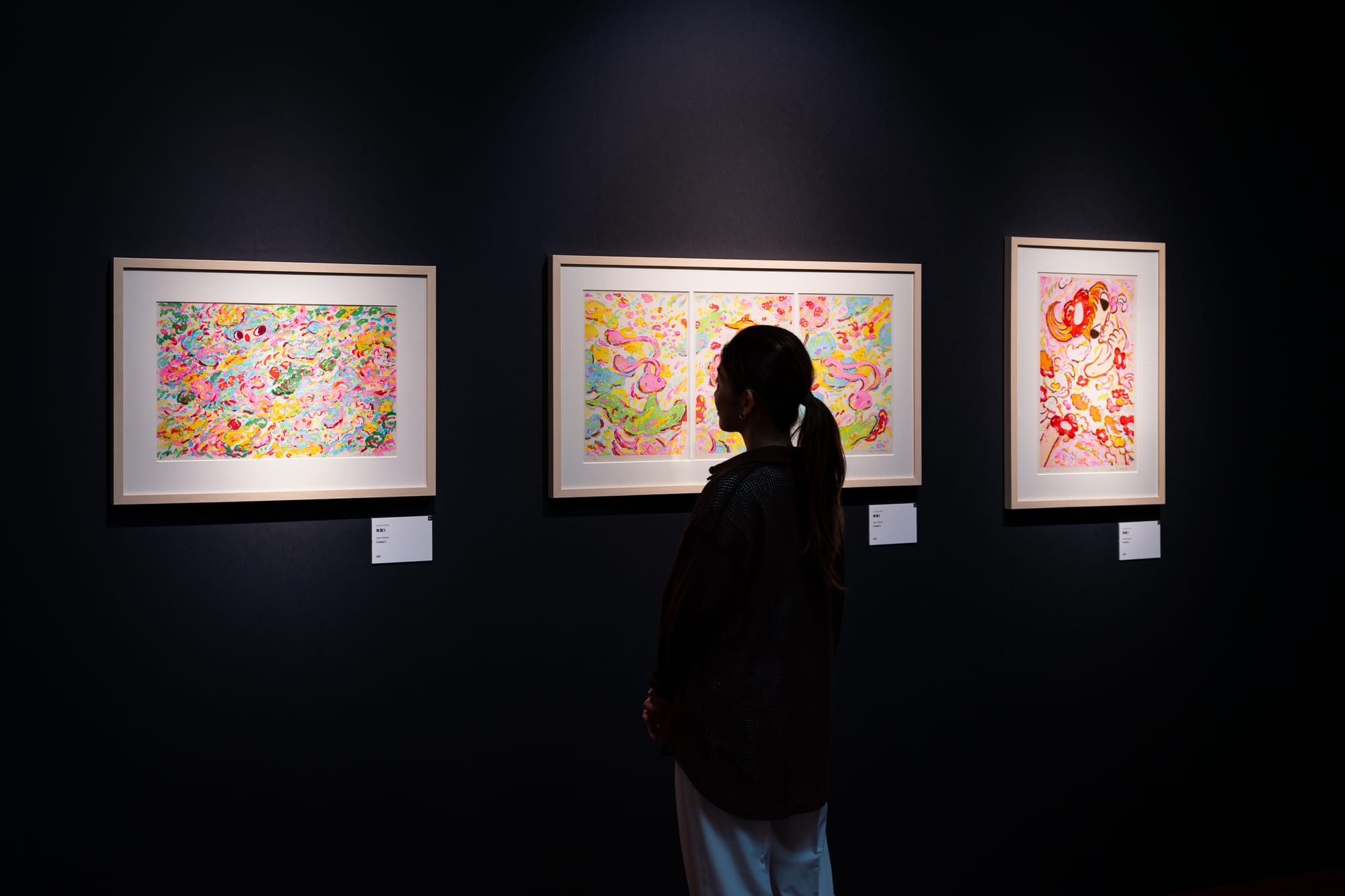 A series of prints by Ayako Rokkaku in "Ukiyo-e in Play"