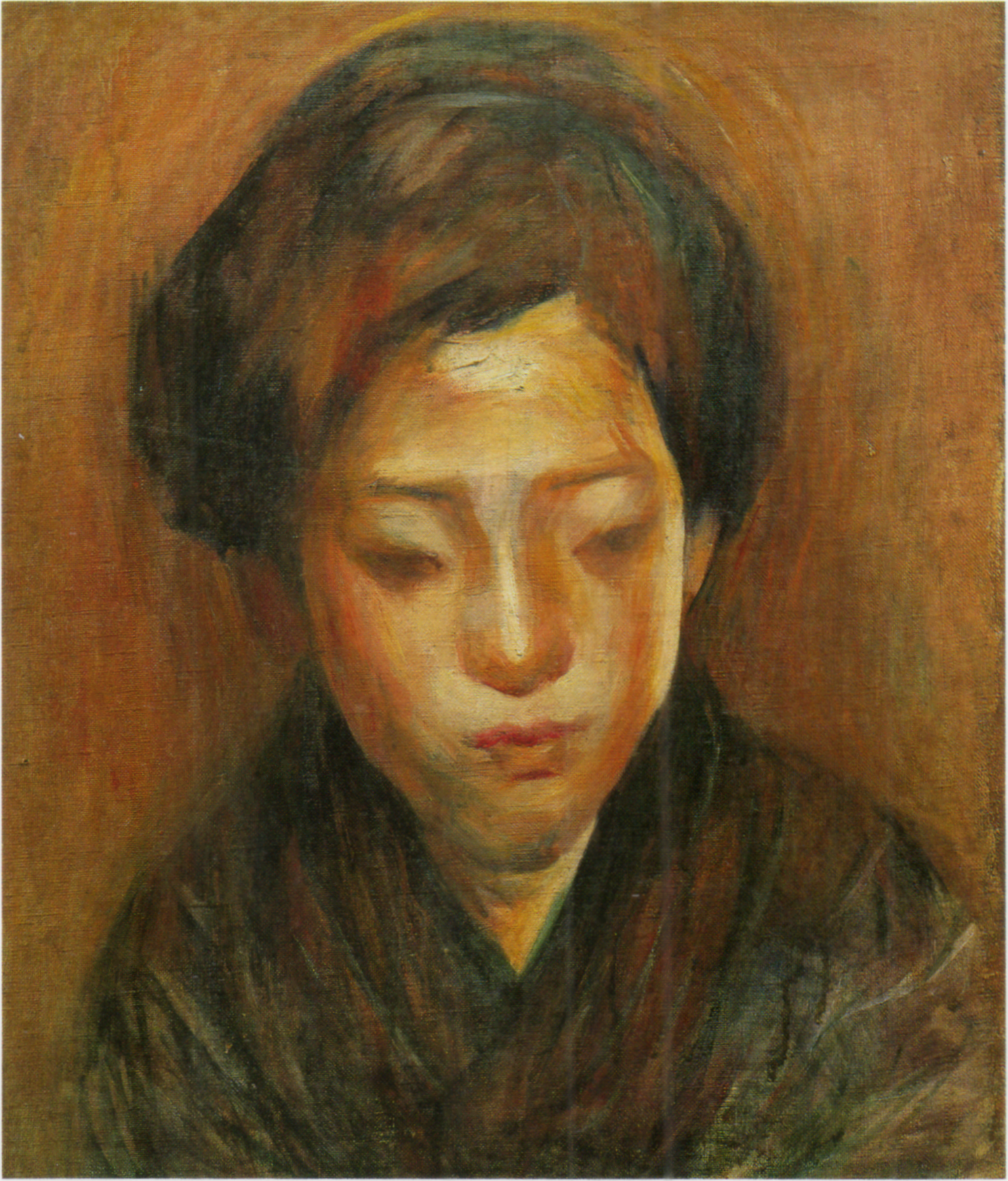 Painting of a japanese women in the impressionist style painted by Yuzo Saeki