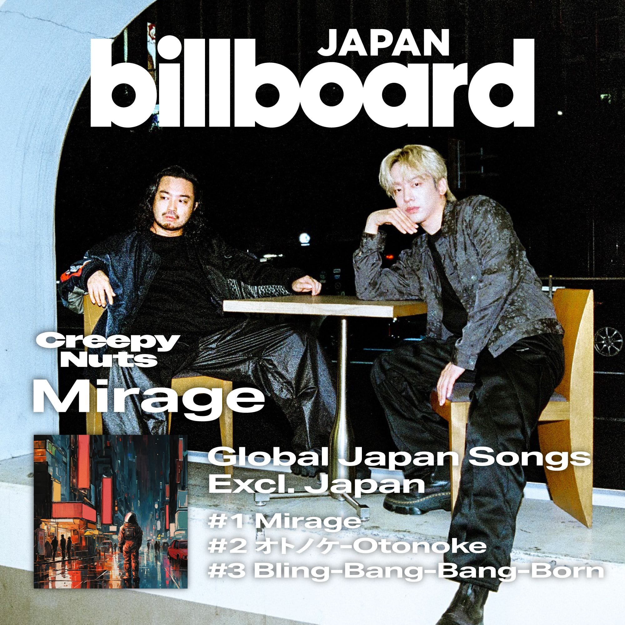 Creepy Nuts Mirage tops Billboard Japan's "Global Japan Songs Excluding Japan" chart
