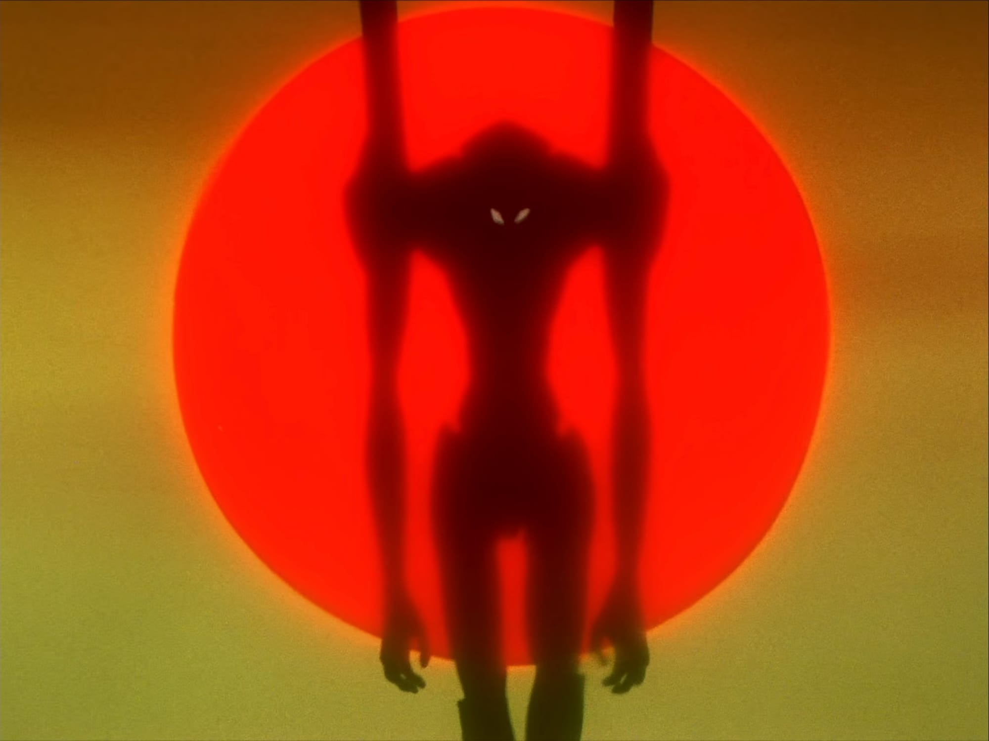 Bardiel approaches Tokyo-3 in Neon Genesis Evangelion episode 18