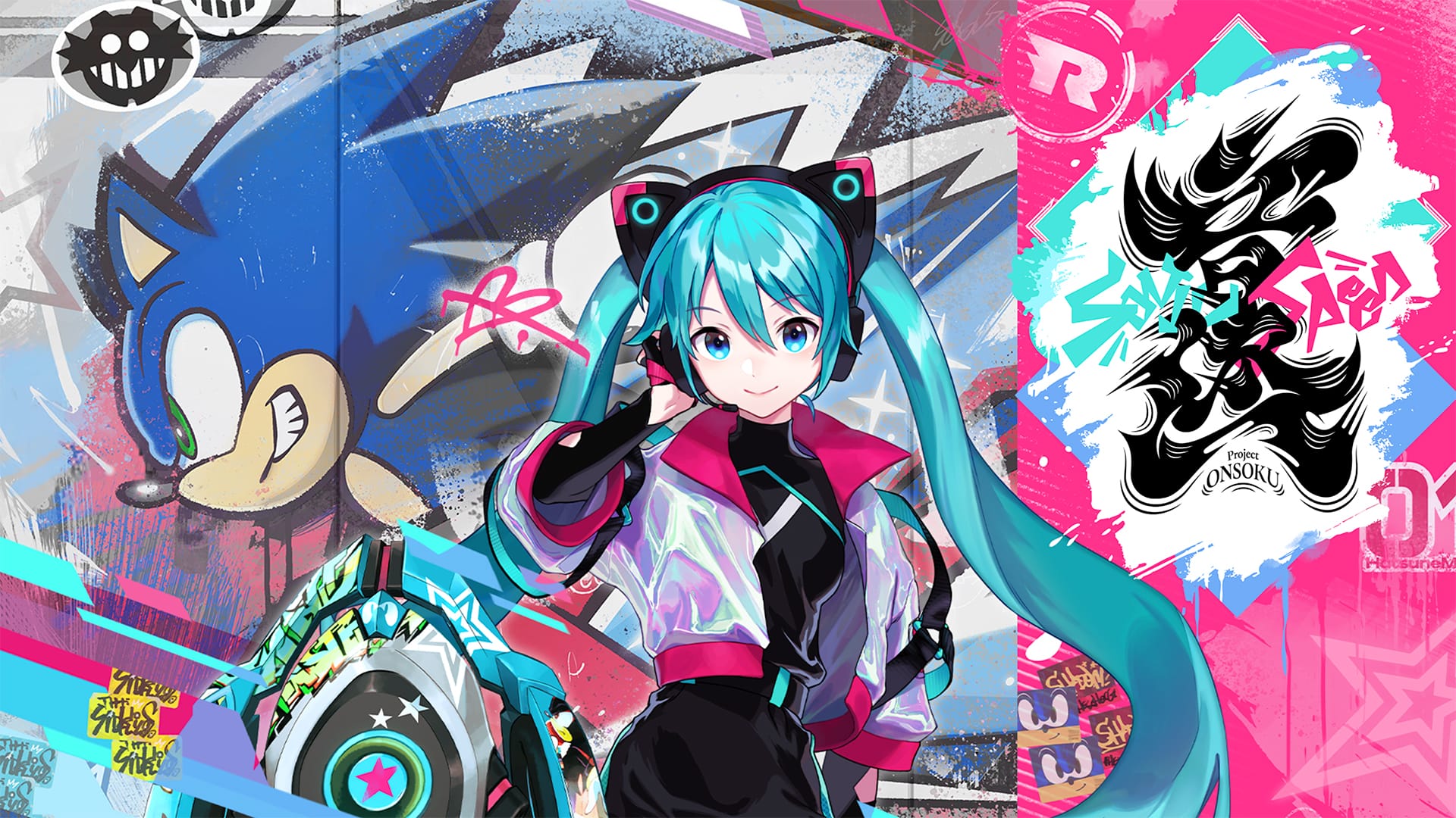 Sonic Racing CrossWorlds Project ONSOKU with Hatsune Miku key visual