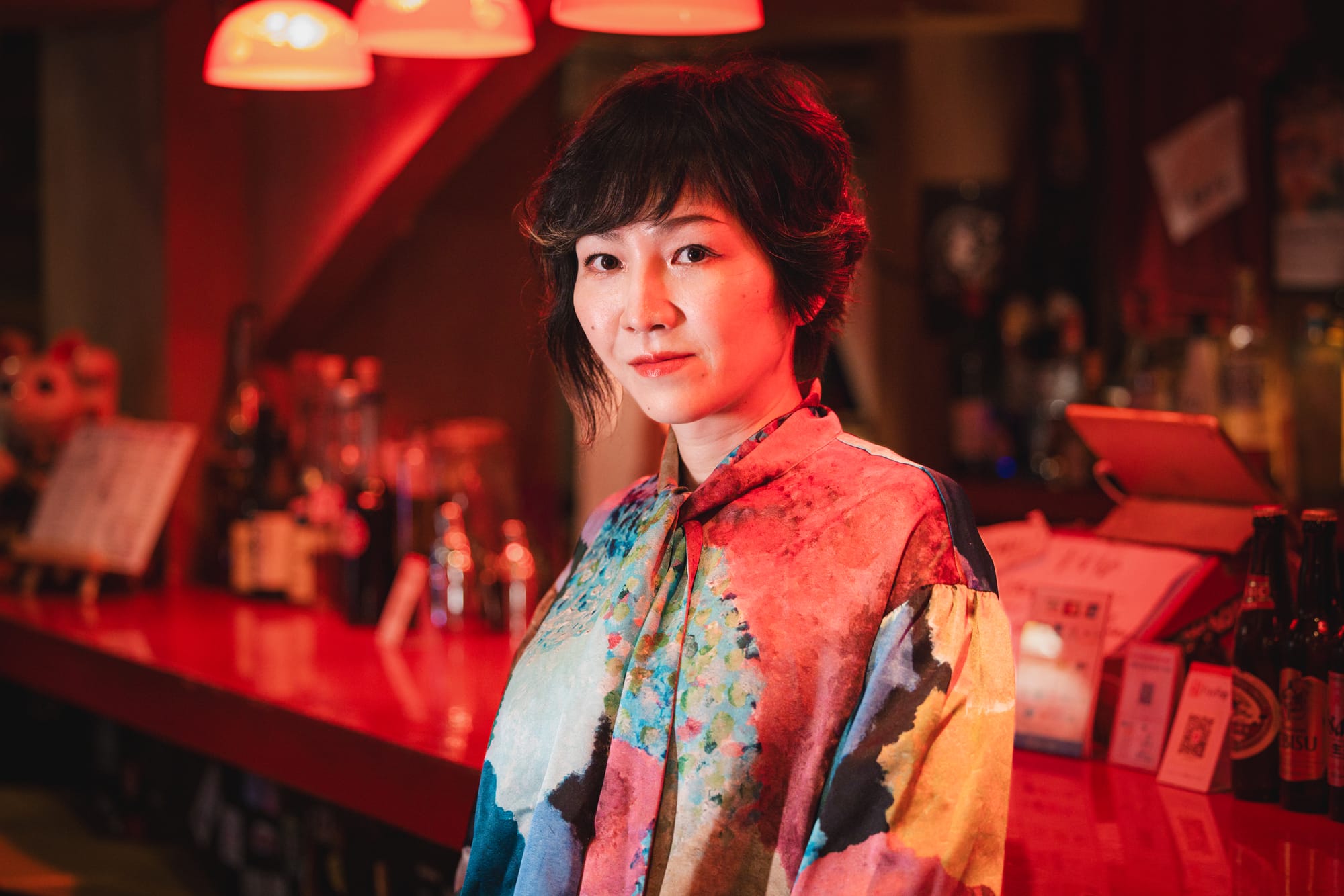 Yuki Kawamura in front of the bar at Oiran in Shibuya