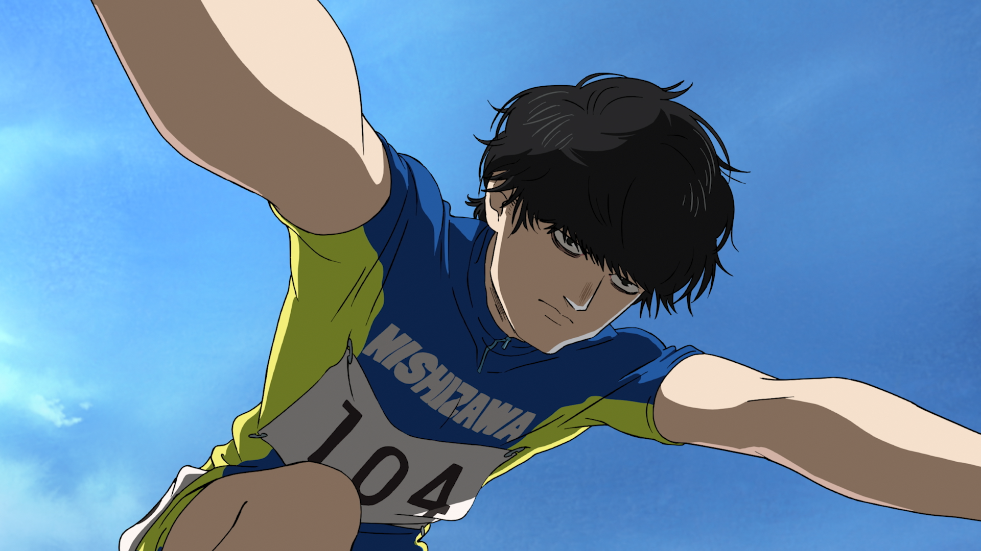 Komiya in starting position in 100 Meters
