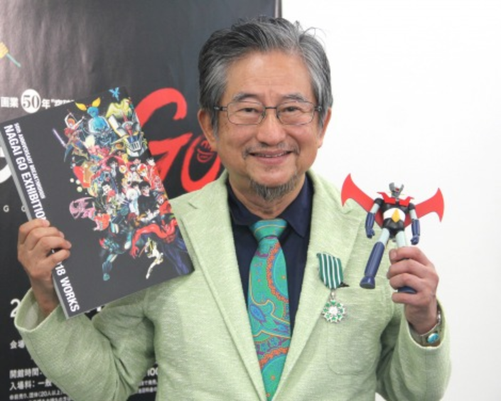 Go Nagai at 50th Anniversary Exhibition opening
