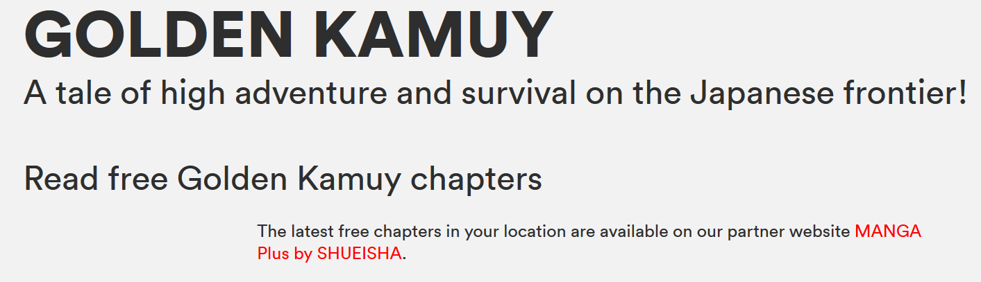 GOLDEN KAMUY on VIZ manga website