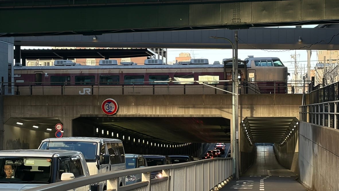 183 series EMU looms above a tunnel
