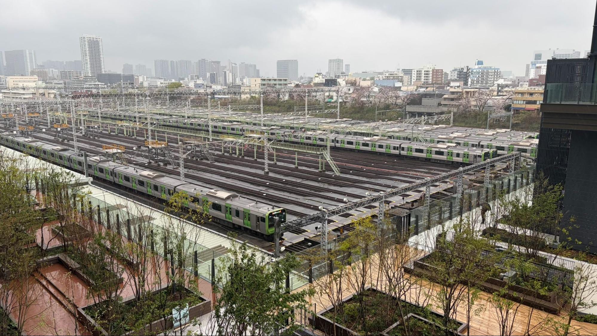 A view of the Yamanote line depot from the third floor of Oimachi Tracks