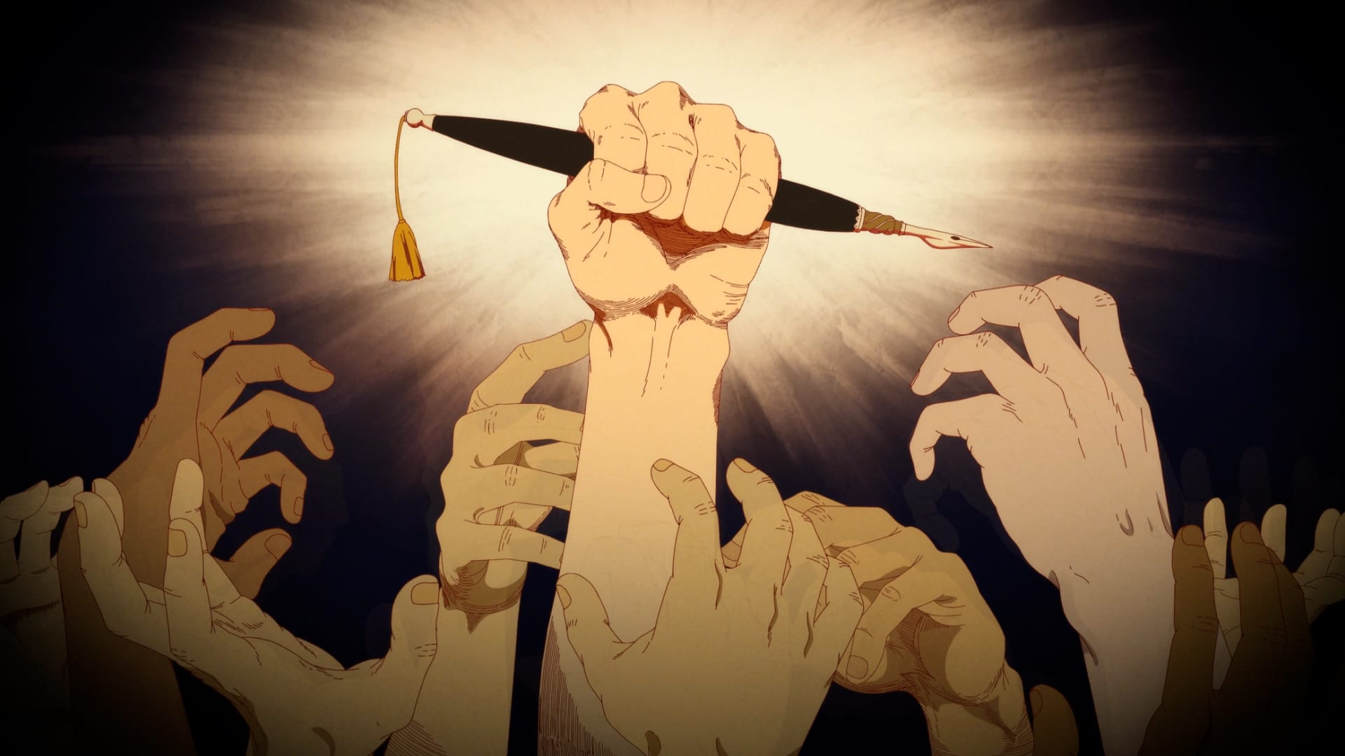 Hands reaching for a wand in Witch Hat Atelier anime