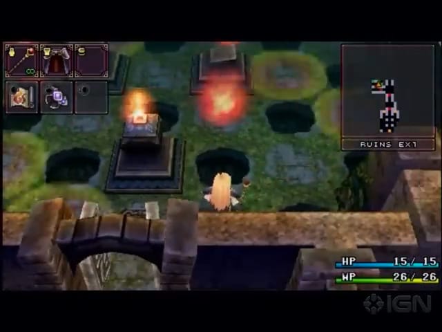 A blonde-haired woman, Dela, navigates a floor of pitfalls.