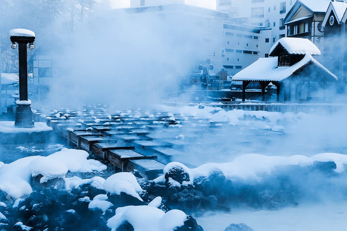 Gunma’s famous Kusatsu Onsen Yubatake in the Winter