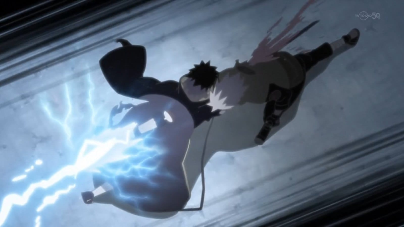 naruto shippuden kakashi and obito pierce each other in the chest.