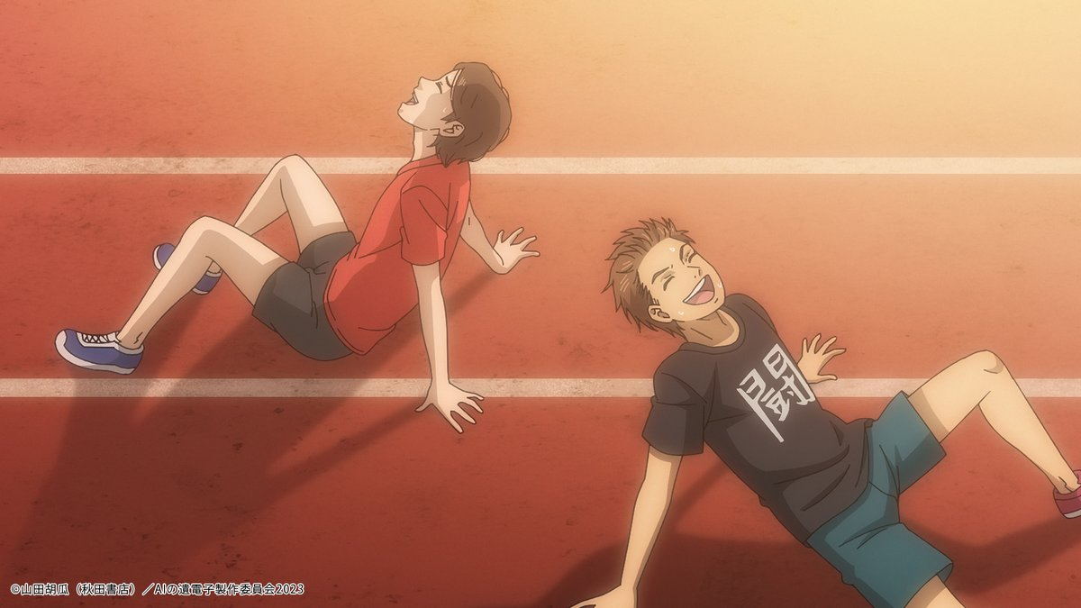 The gene of ai jun and masa rest on the ground after running.