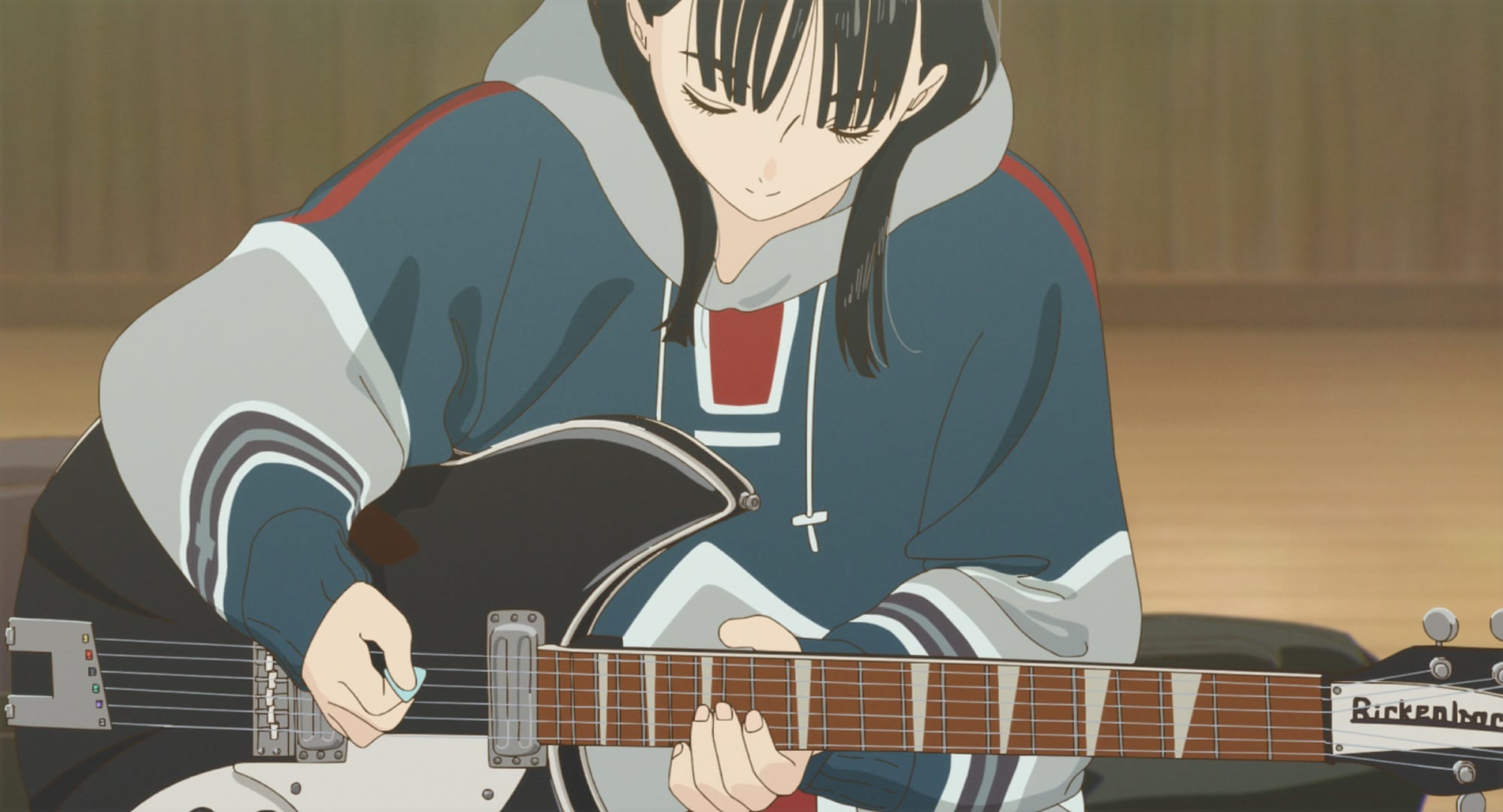 The colors within kimi playing a guitar