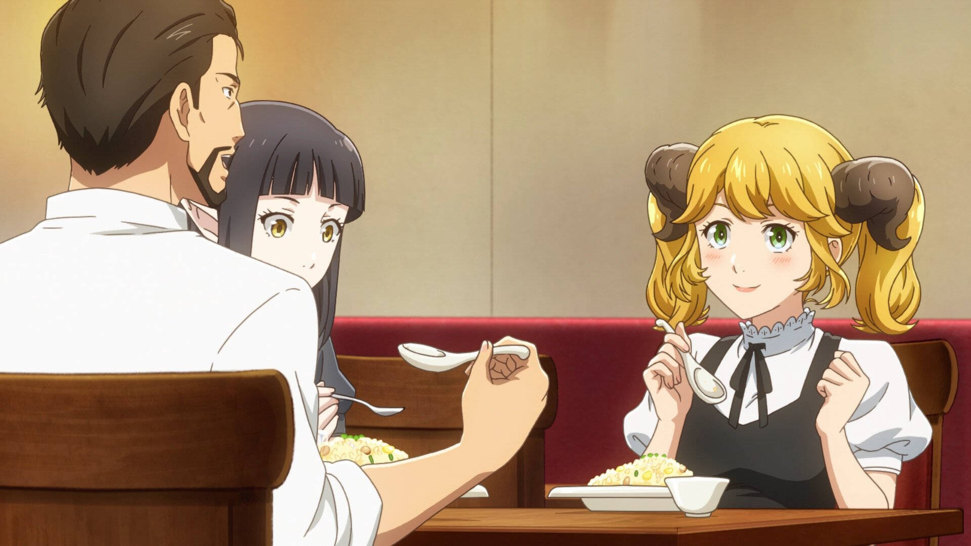 restaurant to another world employees enjoying dinner. 