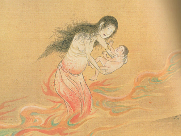 A drawing of an ubume