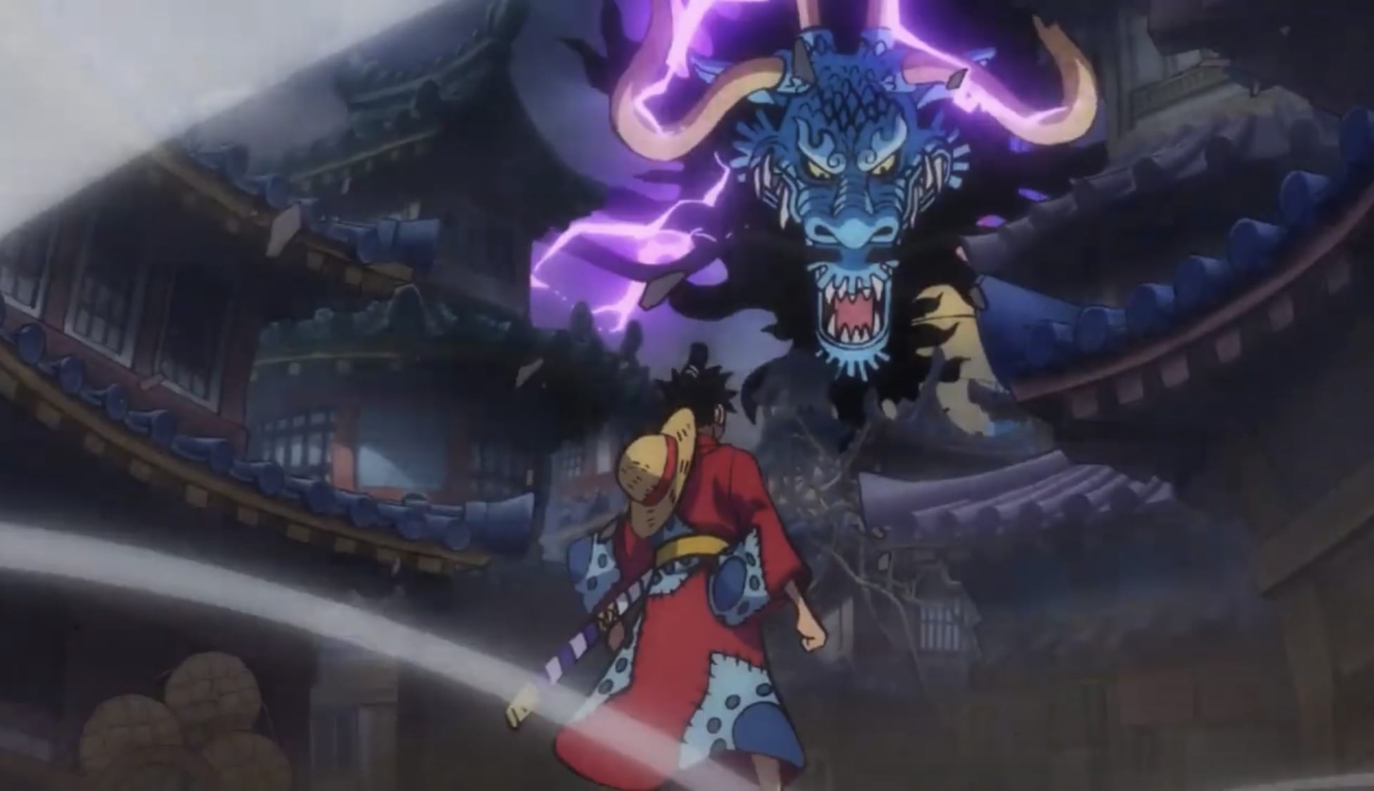 Luffy stares down Kaido